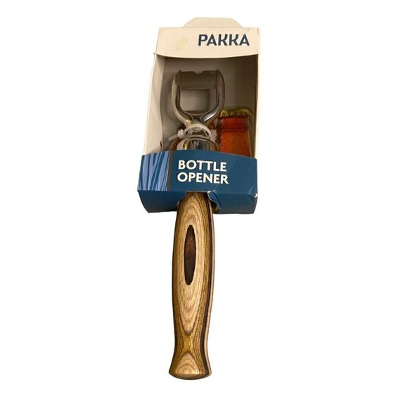Island Bamboo Pakka Wood Handled Stainless Steel Bottle Opener S - Picture 1 of 3
